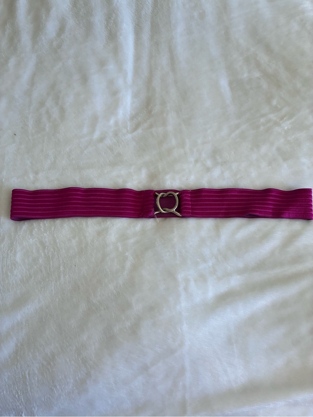 Stretch Waist Belt in Magenta with Silver Buckle